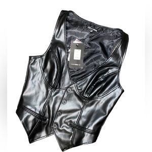 Black leather vest